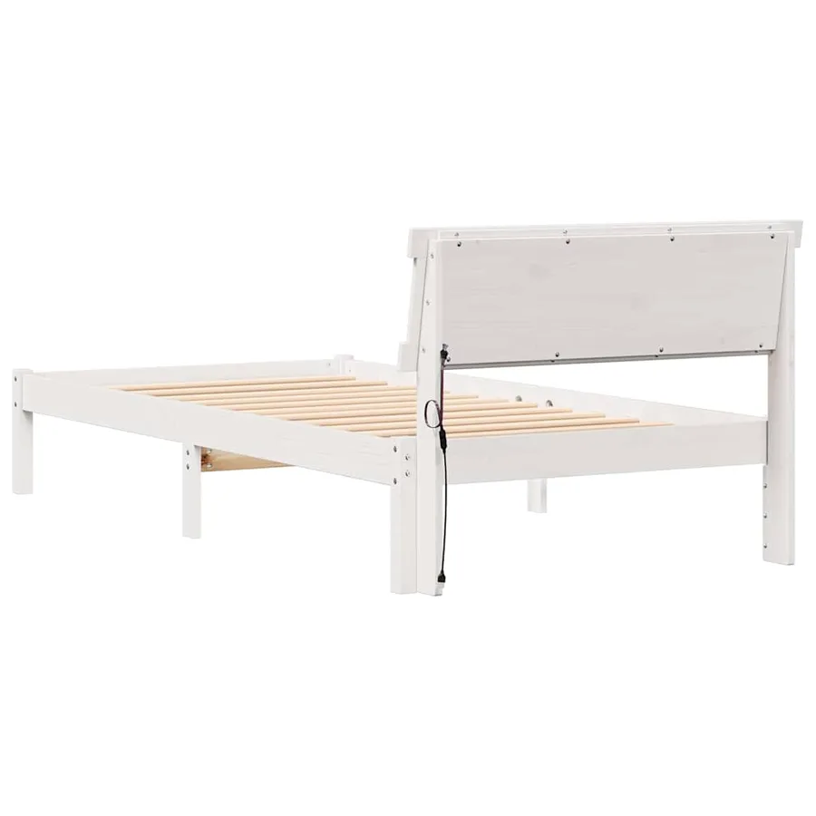 Cadre de lit avec tête de lit Blanc 75 x 190 cm Pin massif - 7