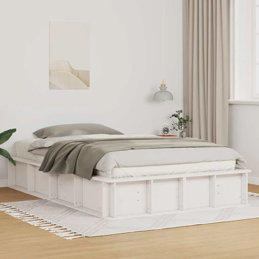 Cadre de lit Blanc 120 x 200 cm Bois de pin massif