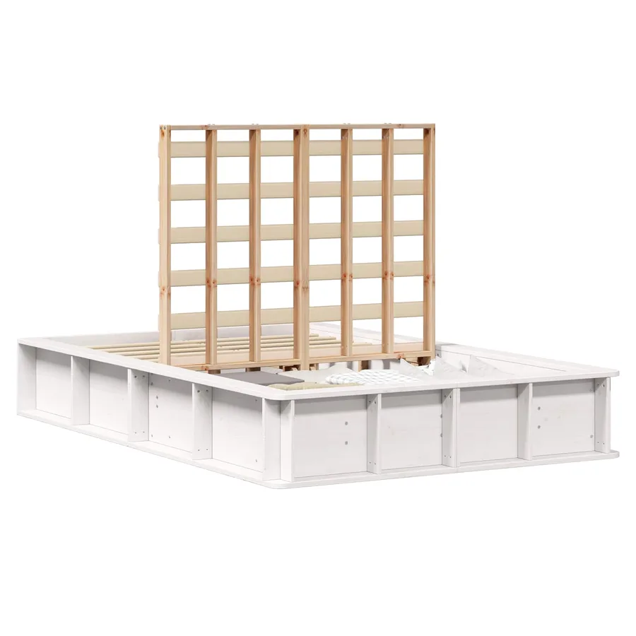 Cadre de lit Blanc 120 x 200 cm Bois de pin massif - 2