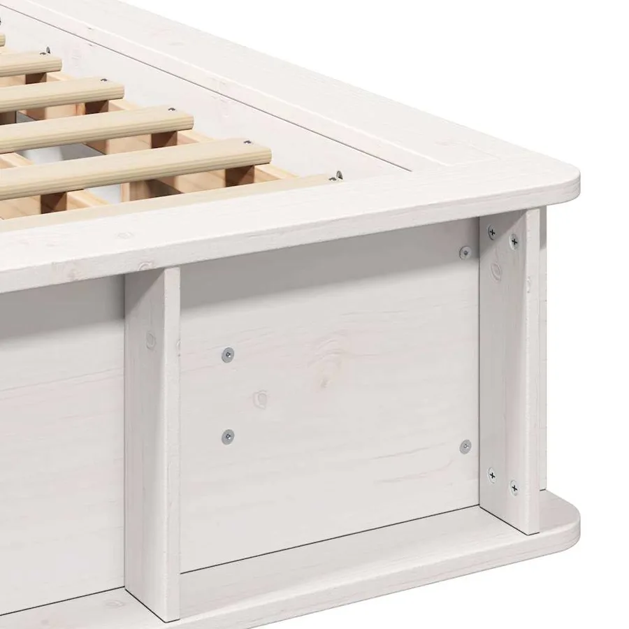 Cadre de lit Blanc 120 x 200 cm Bois de pin massif - 9