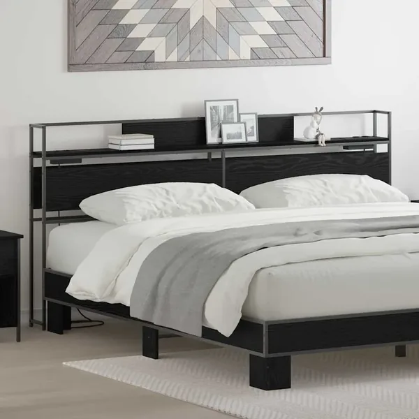 Tête de lit de rangement Chêne noir Bois d'ingénierie