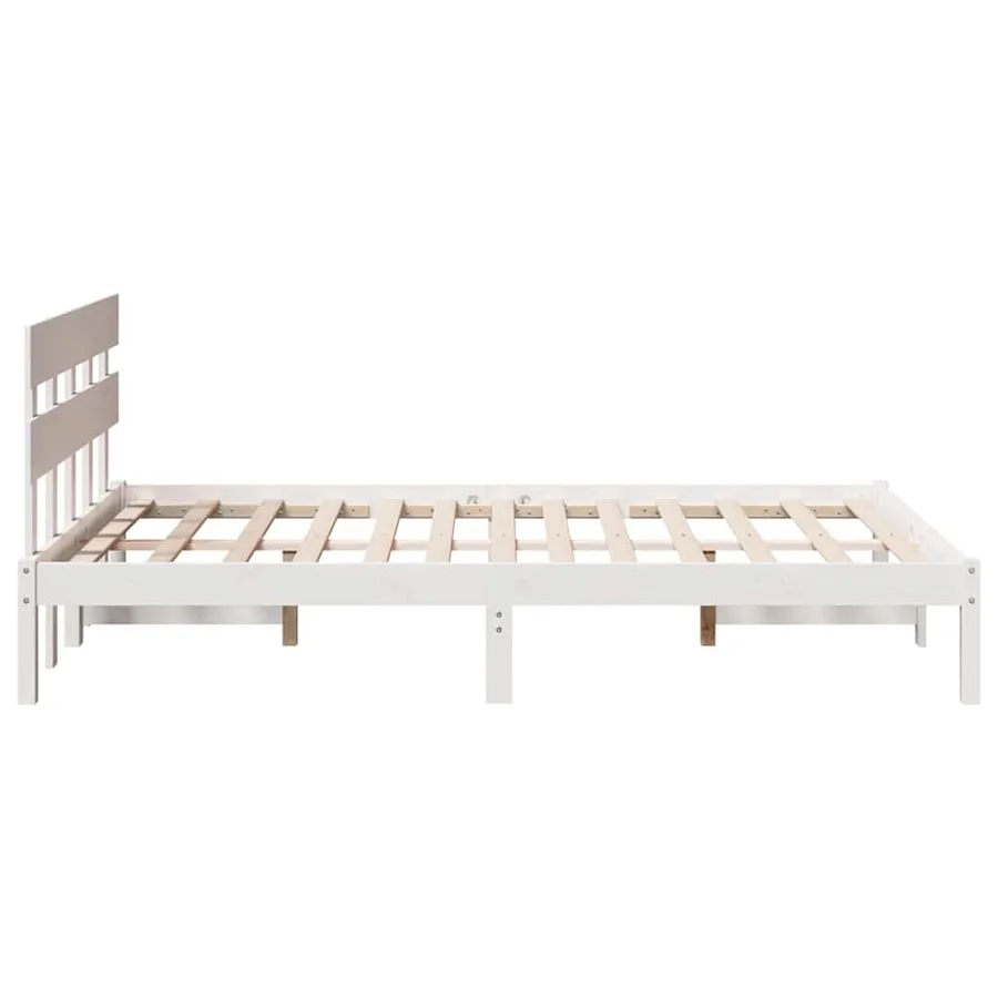 Cadre de lit Blanc 135 x 190 cm Bois de pin massif - 6