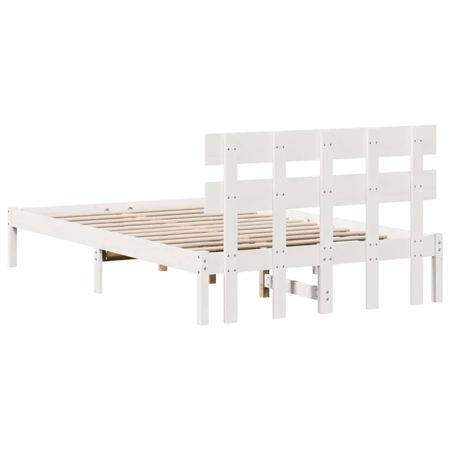 Cadre de lit Blanc 135 x 190 cm Bois de pin massif - 7