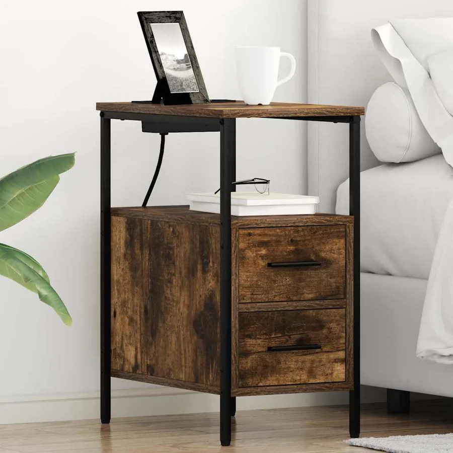 Cabinet de chevet Chêne fumé 30 x 48 x 61 cm Bois d'ingénierie