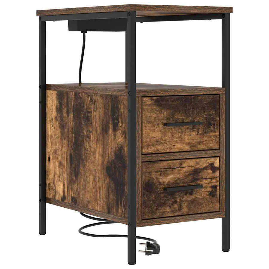 Cabinet de chevet Chêne fumé 30 x 48 x 61 cm Bois d'ingénierie - 2