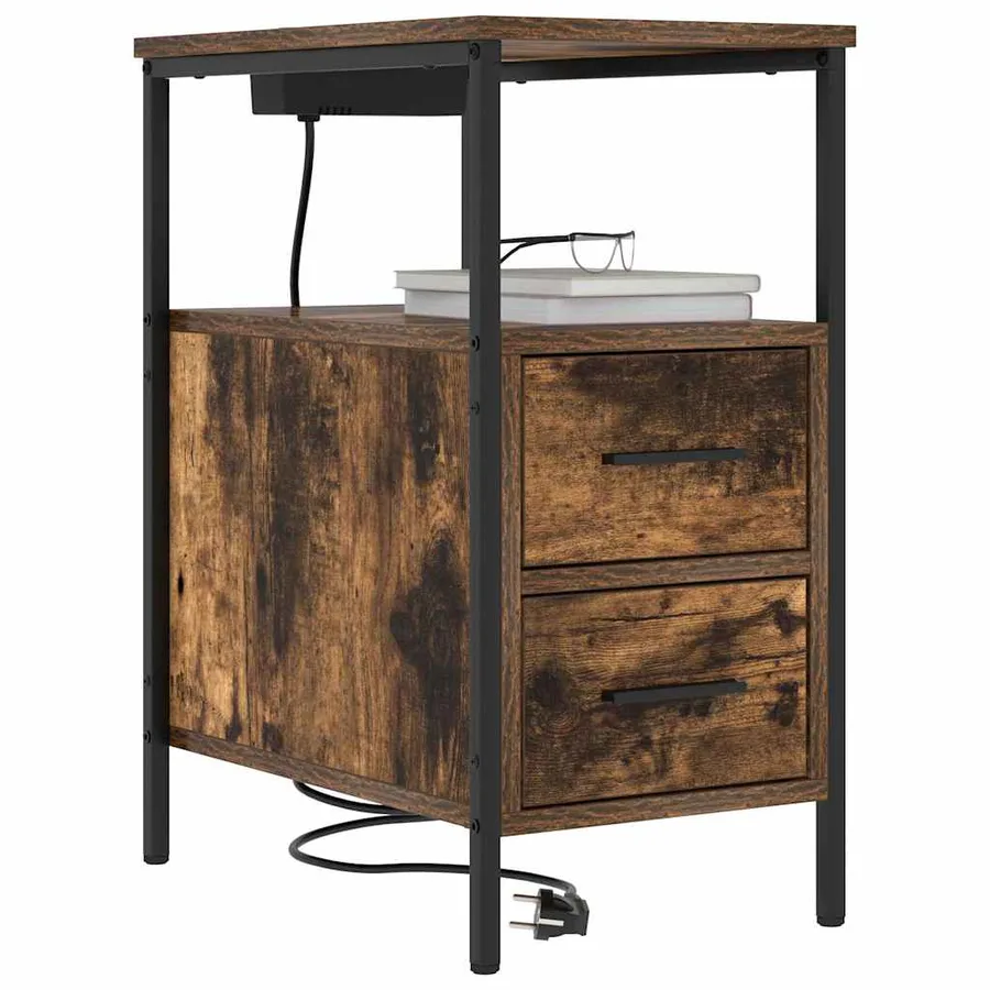 Cabinet de chevet Chêne fumé 30 x 48 x 61 cm Bois d'ingénierie - 3
