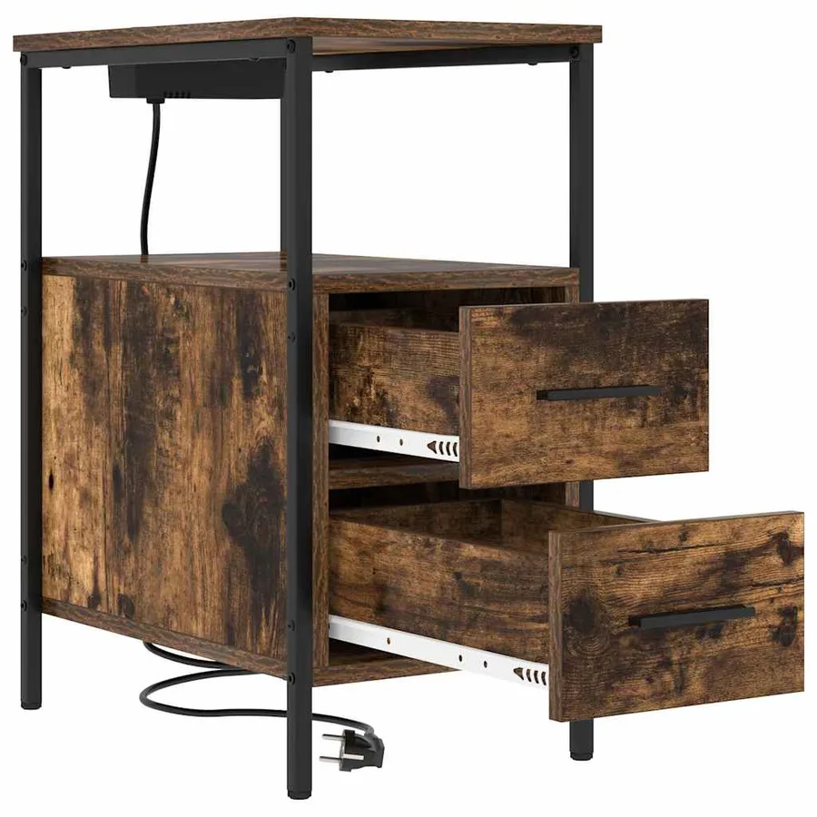 Cabinet de chevet Chêne fumé 30 x 48 x 61 cm Bois d'ingénierie - 5