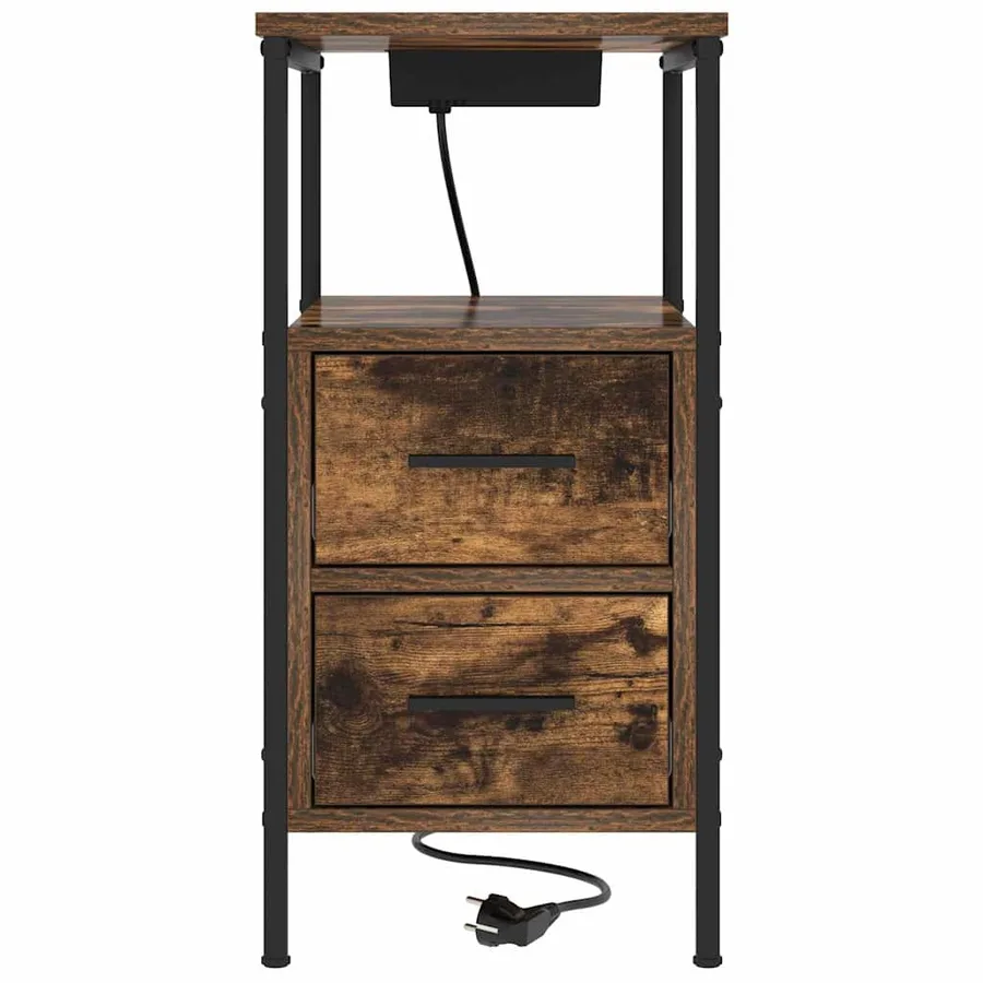 Cabinet de chevet Chêne fumé 30 x 48 x 61 cm Bois d'ingénierie - 6