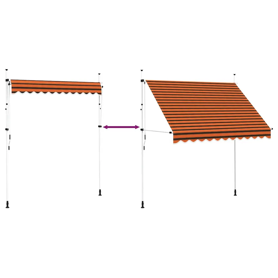 Auvent manuel rétractable 250 cm Orange et marron - 9