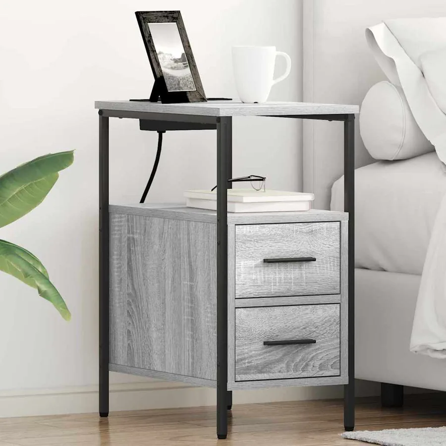Cabinet de chevet Gris Sonoma 30 x 48 x 61 cm Bois d'ingénierie
