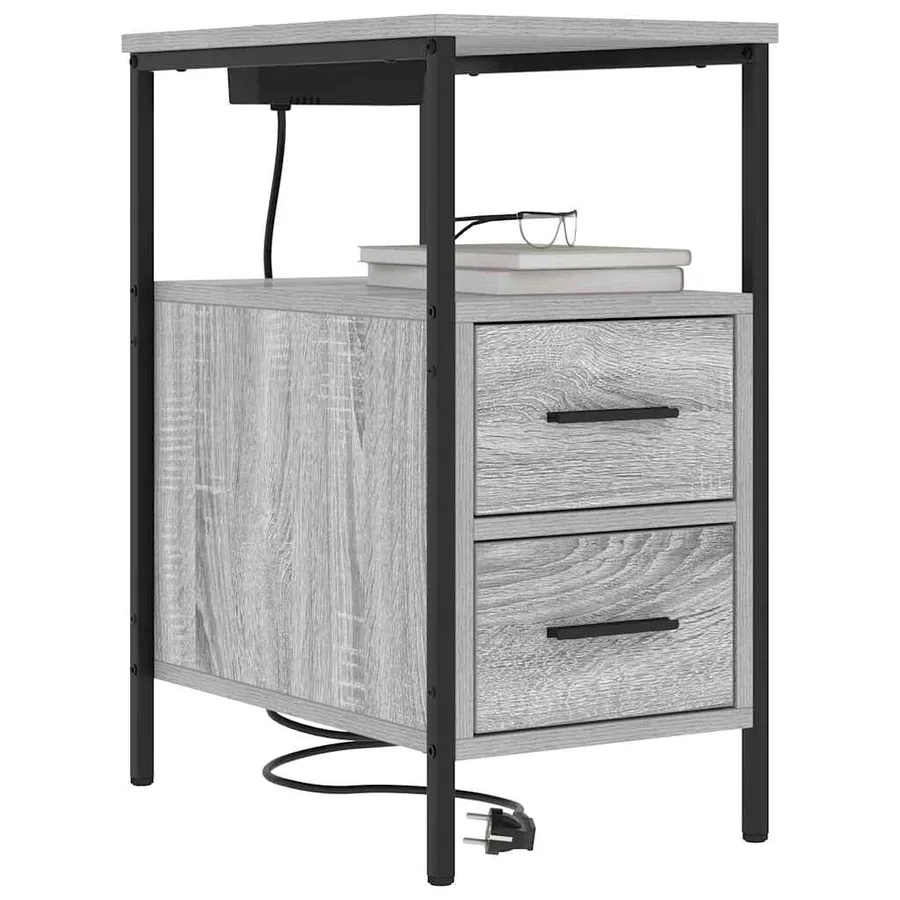 Cabinet de chevet Gris Sonoma 30 x 48 x 61 cm Bois d'ingénierie - 3
