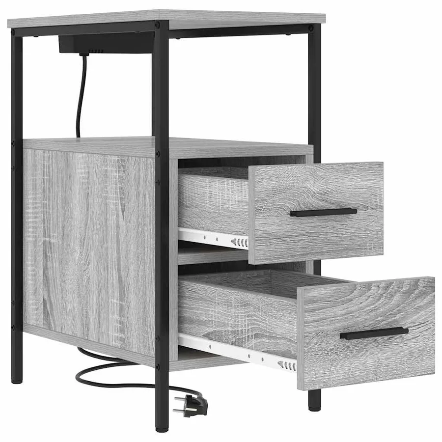 Cabinet de chevet Gris Sonoma 30 x 48 x 61 cm Bois d'ingénierie - 5