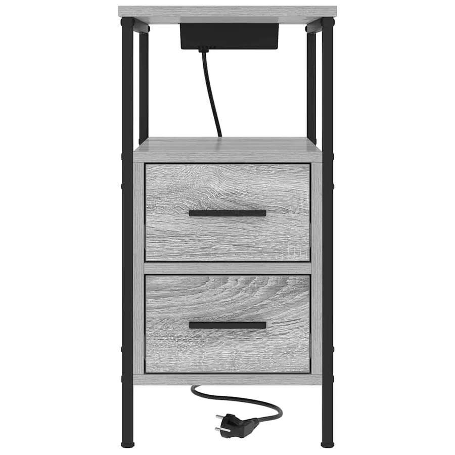 Cabinet de chevet Gris Sonoma 30 x 48 x 61 cm Bois d'ingénierie - 6