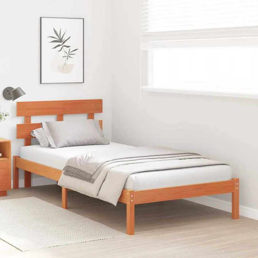 Cadre de lit Marron 75 x 190 cm Bois de pin massif - 3