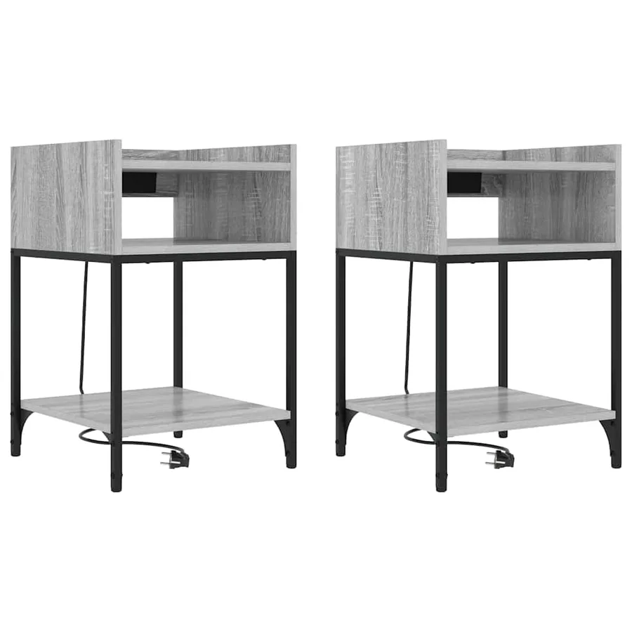 Cabinet de chevet 2 pcs Gris Sonoma 40 x 40 x 61 cm - 2