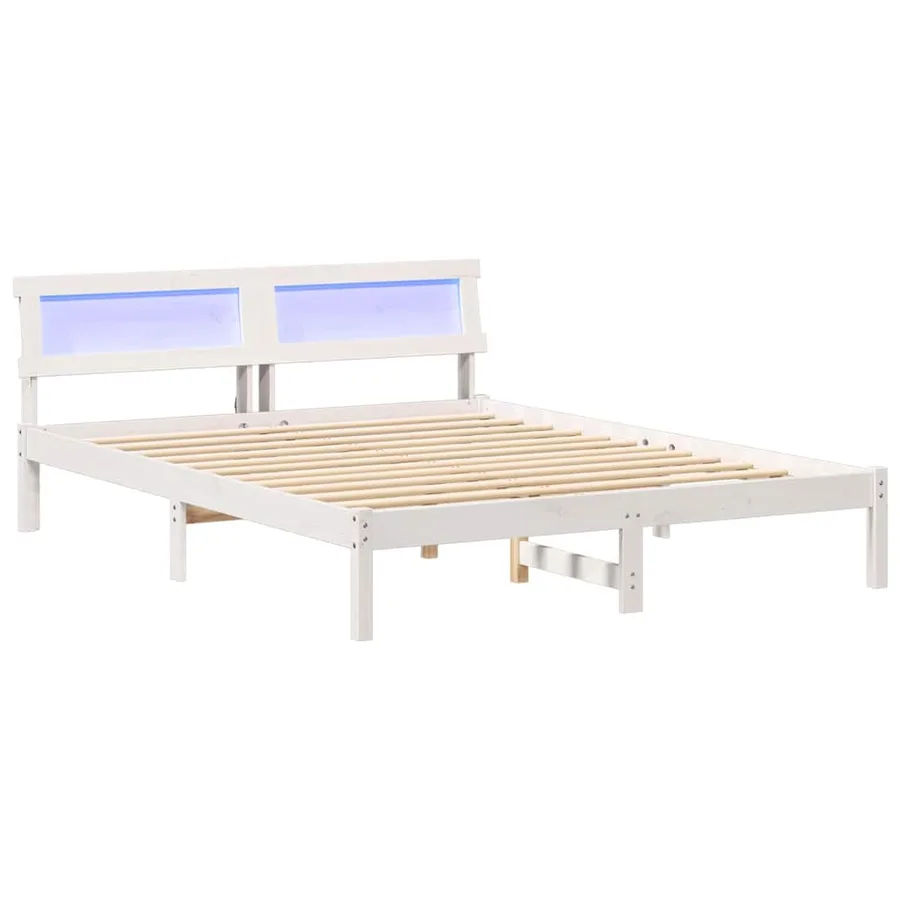 Cadre de lit avec tête de lit Blanc 140 x 200 cm Pin massif - 2