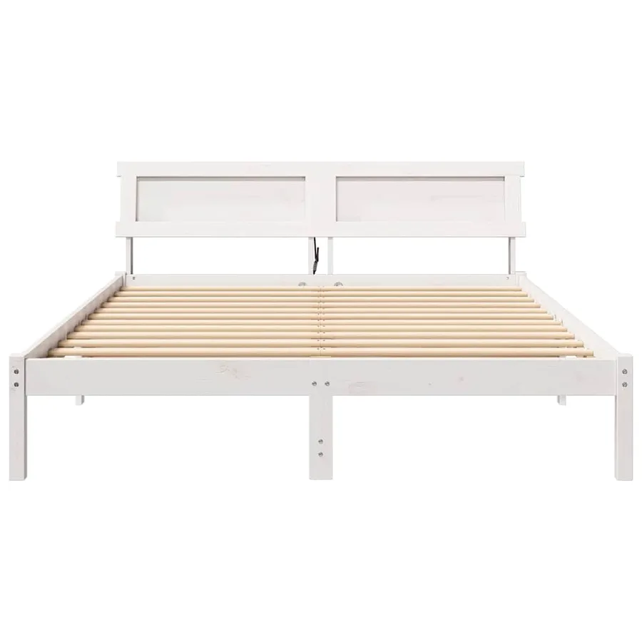 Cadre de lit avec tête de lit Blanc 140 x 200 cm Pin massif - 5