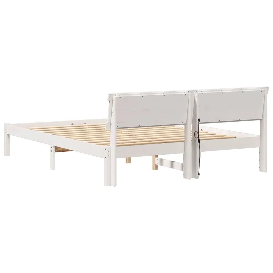 Cadre de lit avec tête de lit Blanc 140 x 200 cm Pin massif - 7