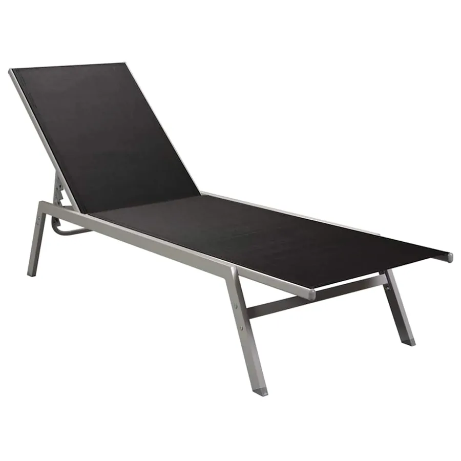 Chaise longue Acier et textilène Noir - 2