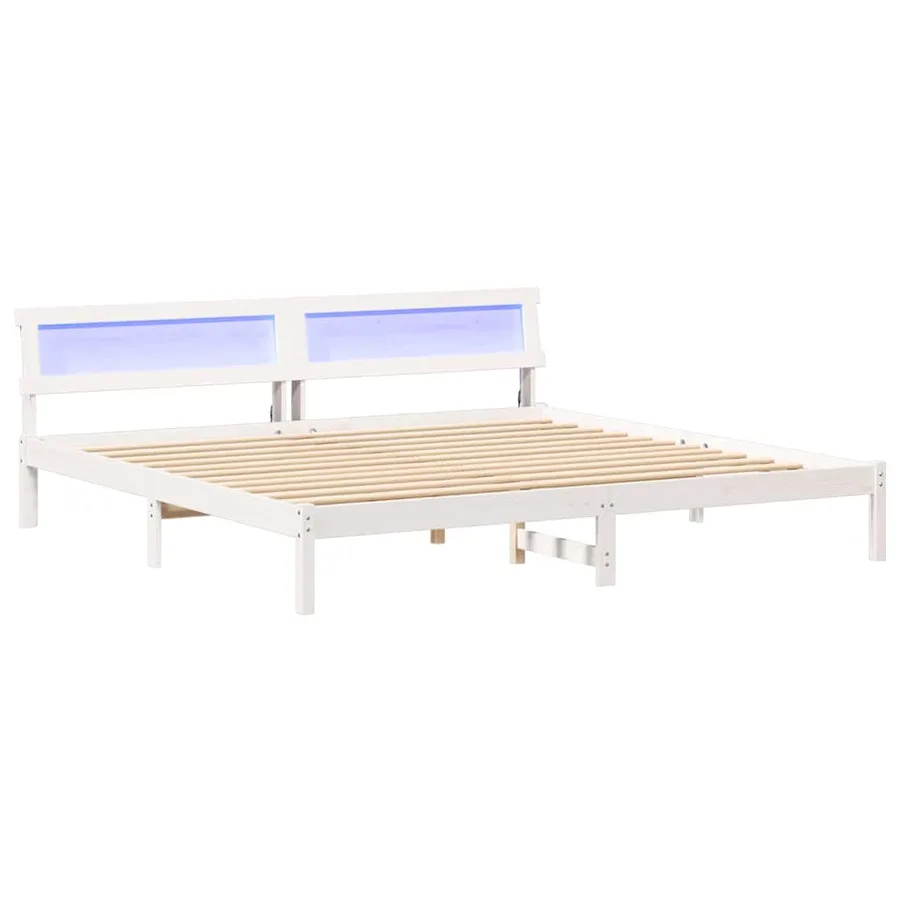 Cadre de lit avec tête de lit Blanc 200 x 200 cm Pin massif - 2