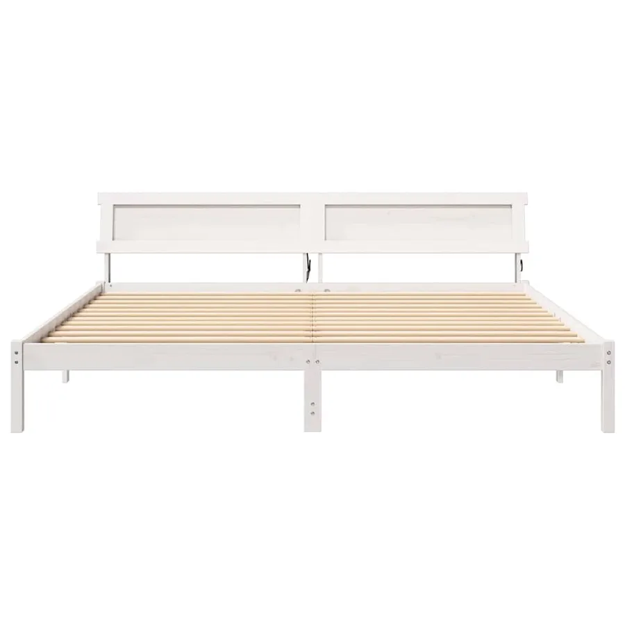 Cadre de lit avec tête de lit Blanc 200 x 200 cm Pin massif - 5