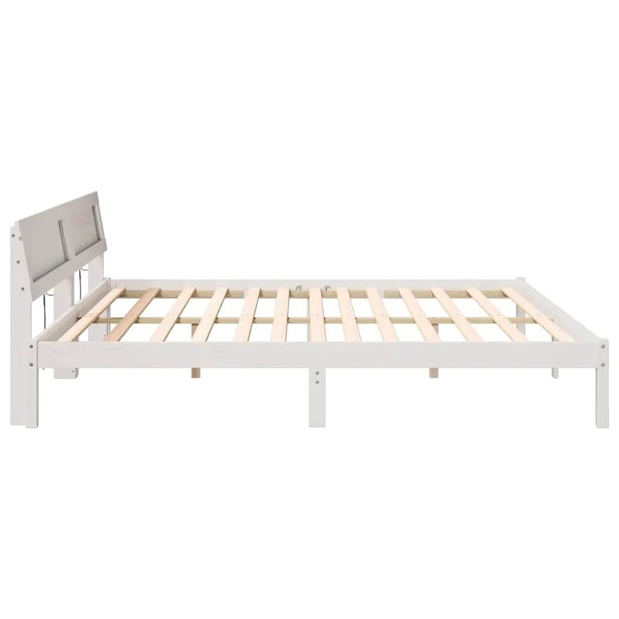 Cadre de lit avec tête de lit Blanc 200 x 200 cm Pin massif - 6