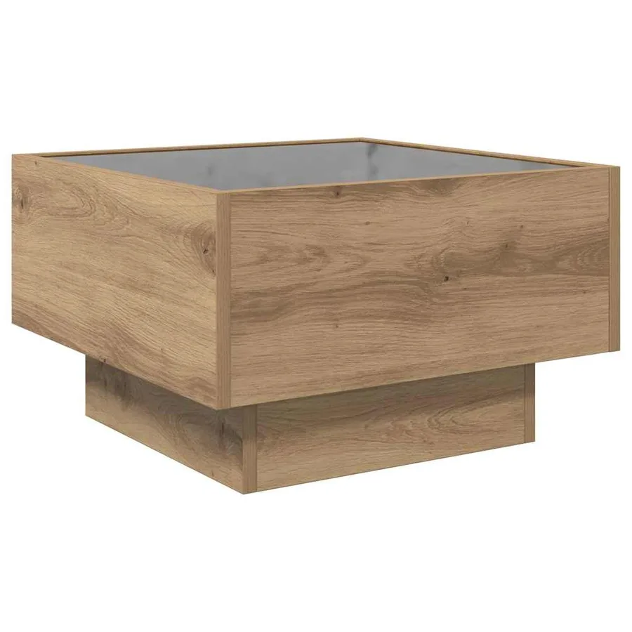 Table basse chêne artisanal 50 x 50 x 30 cm Bois d'ingénierie - 10