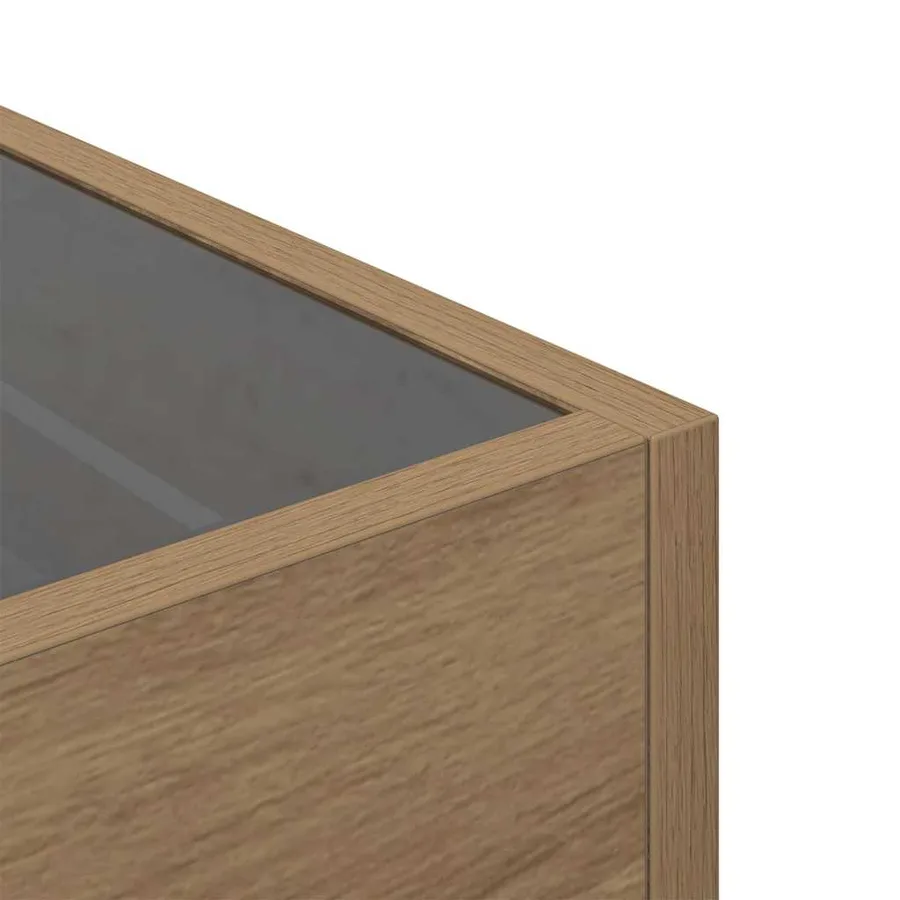 Table basse chêne artisanal 50 x 50 x 30 cm Bois d'ingénierie - 12