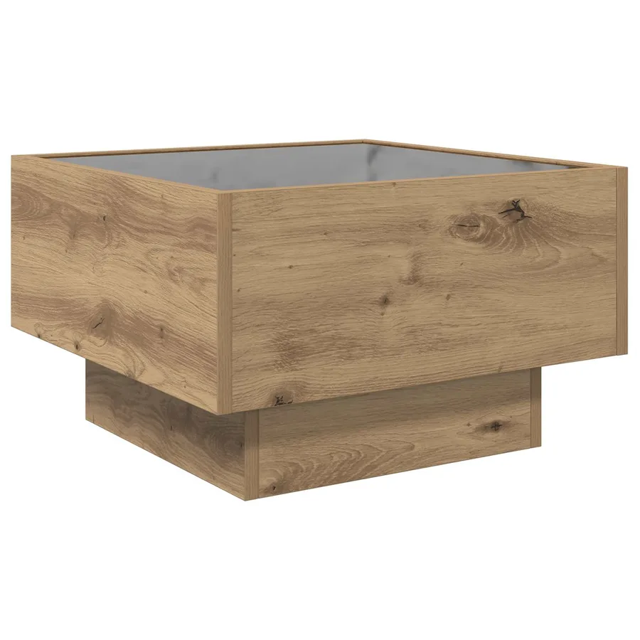 Table basse chêne artisanal 50 x 50 x 30 cm Bois d'ingénierie - 6