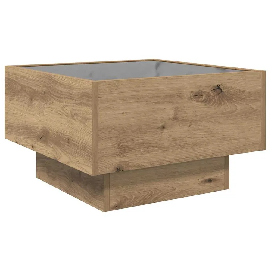 Table basse chêne artisanal 50 x 50 x 30 cm Bois d'ingénierie - 7