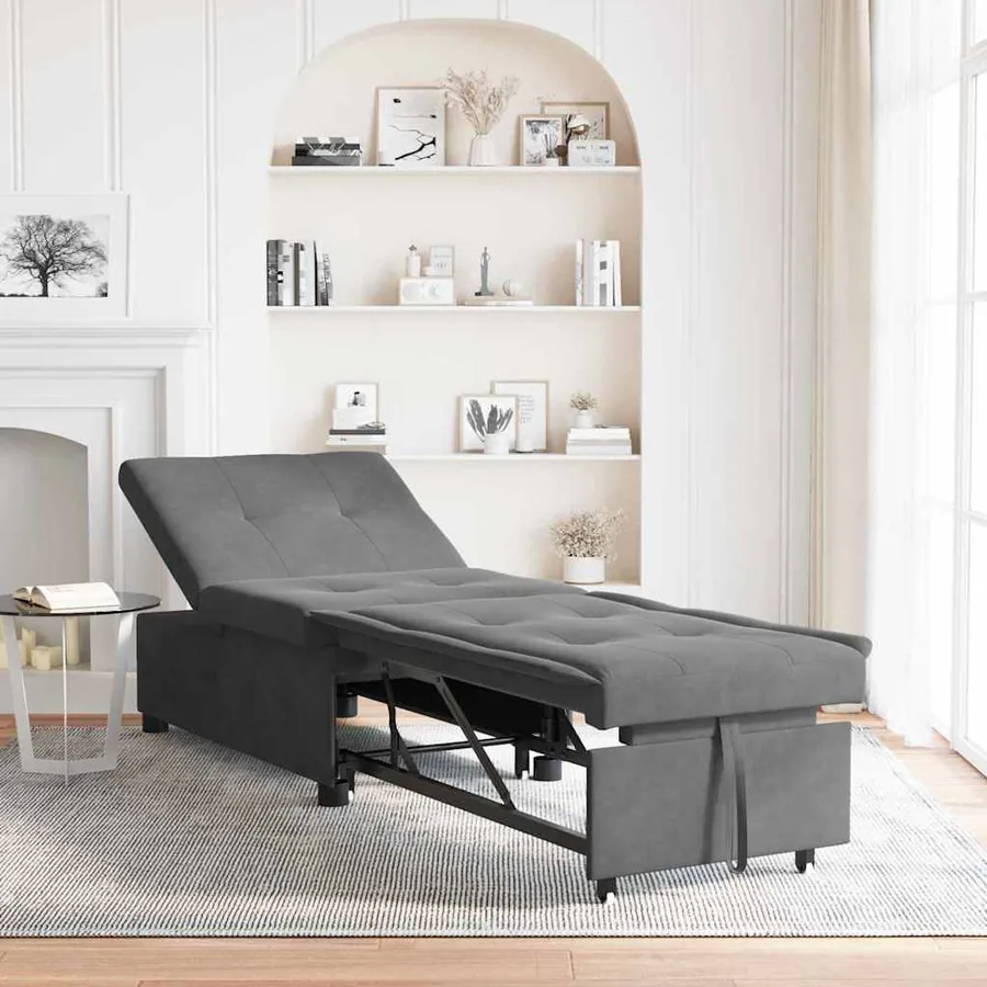 Canapé-lit escamotable Gris foncé 194 x 67 x 82 cm Microfibre