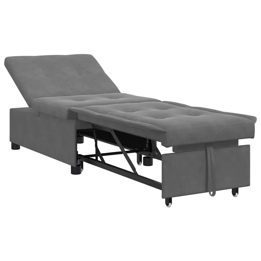Canapé-lit escamotable Gris foncé 194 x 67 x 82 cm Microfibre - 2