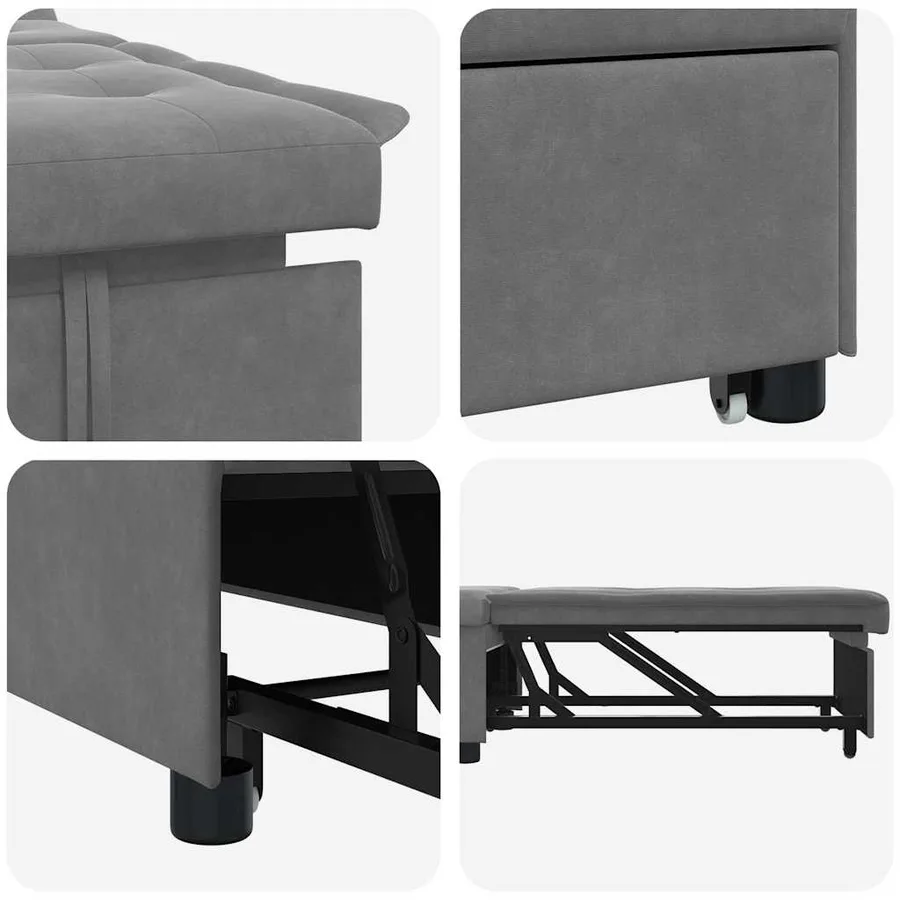 Canapé-lit escamotable Gris foncé 194 x 67 x 82 cm Microfibre - 7