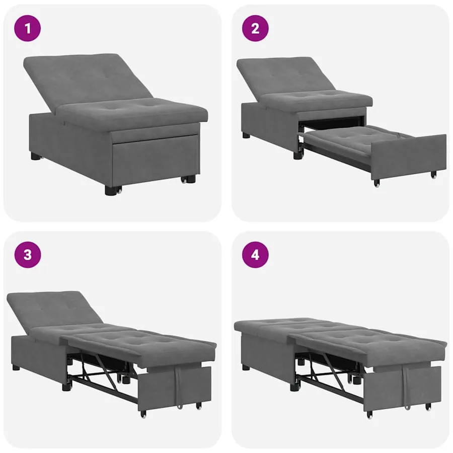 Canapé-lit escamotable Gris foncé 194 x 67 x 82 cm Microfibre - 9