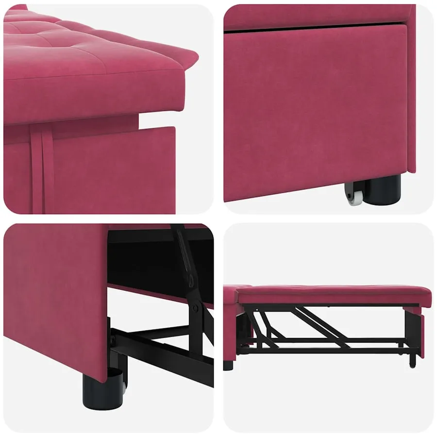 Canapé-Lit Bordeaux 194 x 67 x 82 cm Velours - 7