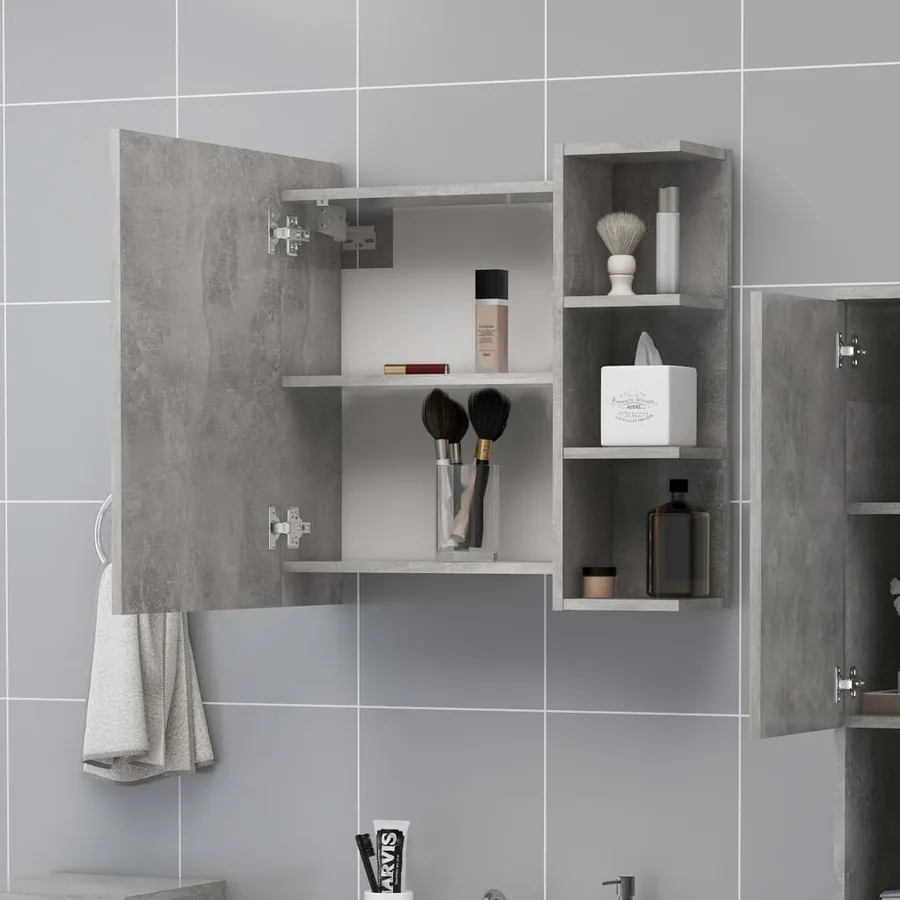 Armoire à miroir de salle de bain Gris béton Bois d’ingénierie - 3