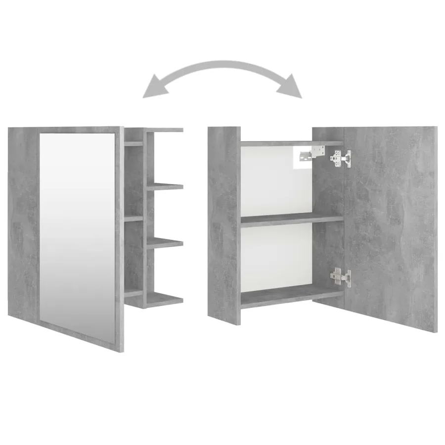 Armoire à miroir de salle de bain Gris béton Bois d’ingénierie - 6