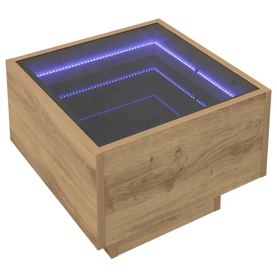 Table basse chêne artisanal 40 x 40 x 30 cm Bois d'ingénierie - 2