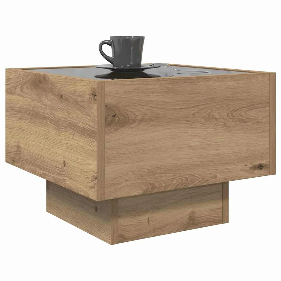 Table basse chêne artisanal 40 x 40 x 30 cm Bois d'ingénierie - 3