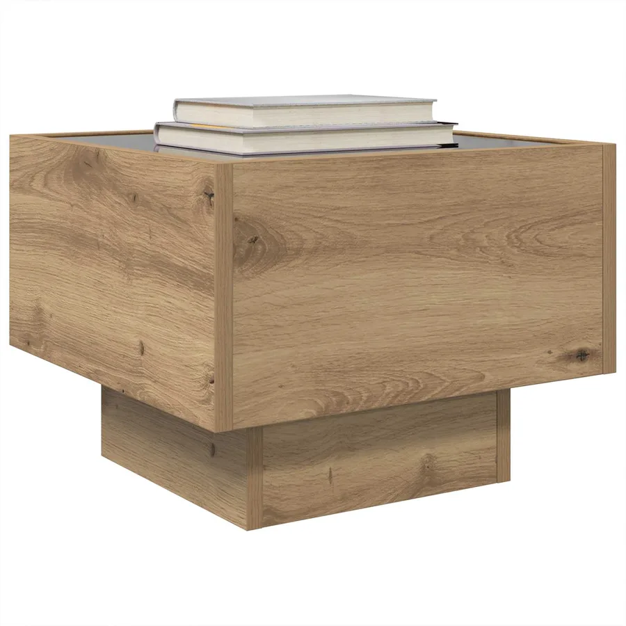 Table basse Chêne artisanal 40 x 40 x 30 cm Bois d'ingénierie - 3