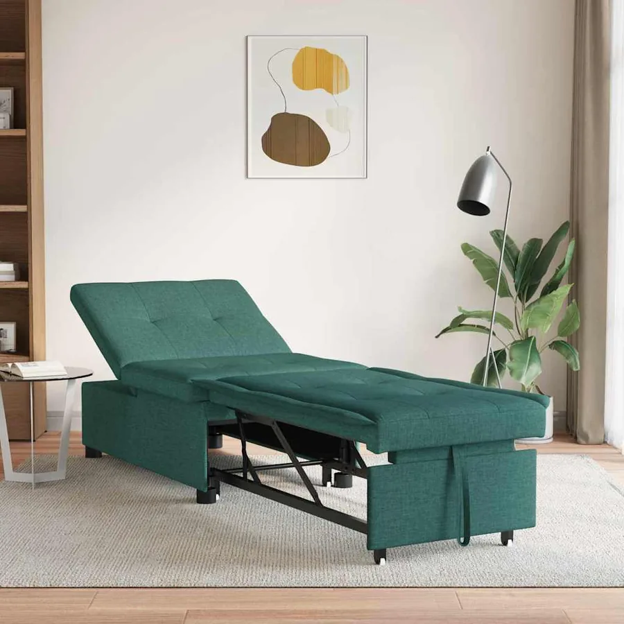 Canapé-lit escamotable Vert foncé 194 x 50 x 82 cm tissu