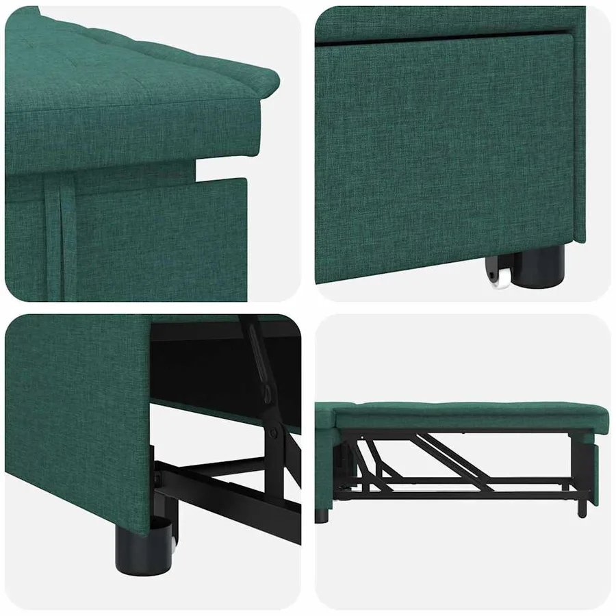Canapé-lit escamotable Vert foncé 194 x 50 x 82 cm tissu - 5