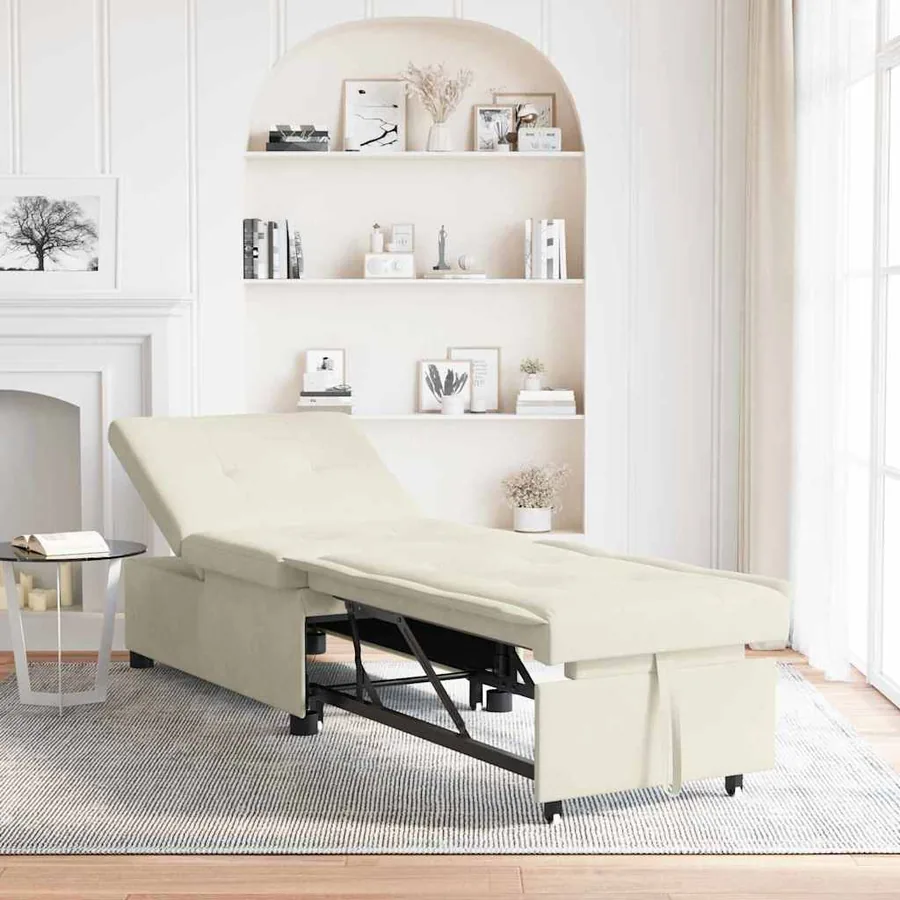 Canapé-Lit Crème 194 x 67 x 82 cm Velours