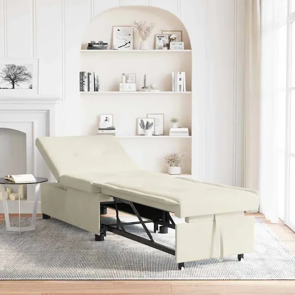 Canapé-Lit Crème 194 x 67 x 82 cm Velours