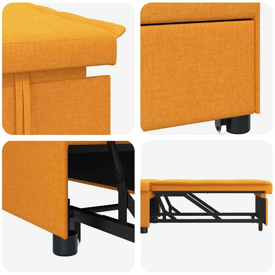 Canapé-lit escamotable Jaune foncé 194 x 50 x 82 cm tissu - 5
