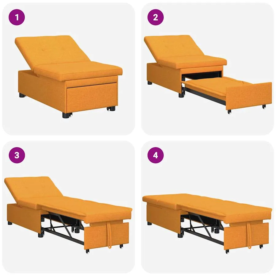 Canapé-lit escamotable Jaune foncé 194 x 50 x 82 cm tissu - 7