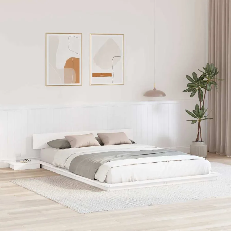 Cadre de lit Blanc 150 x 200 cm bois