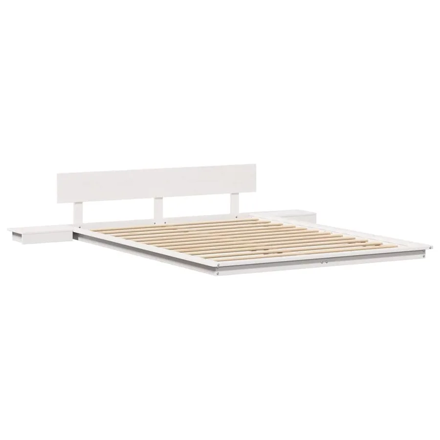 Cadre de lit Blanc 150 x 200 cm bois - 4