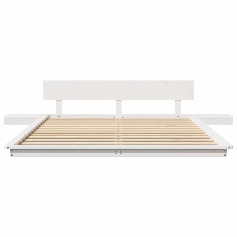 Cadre de lit Blanc 150 x 200 cm bois - 5