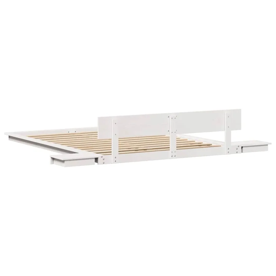 Cadre de lit Blanc 150 x 200 cm bois - 7